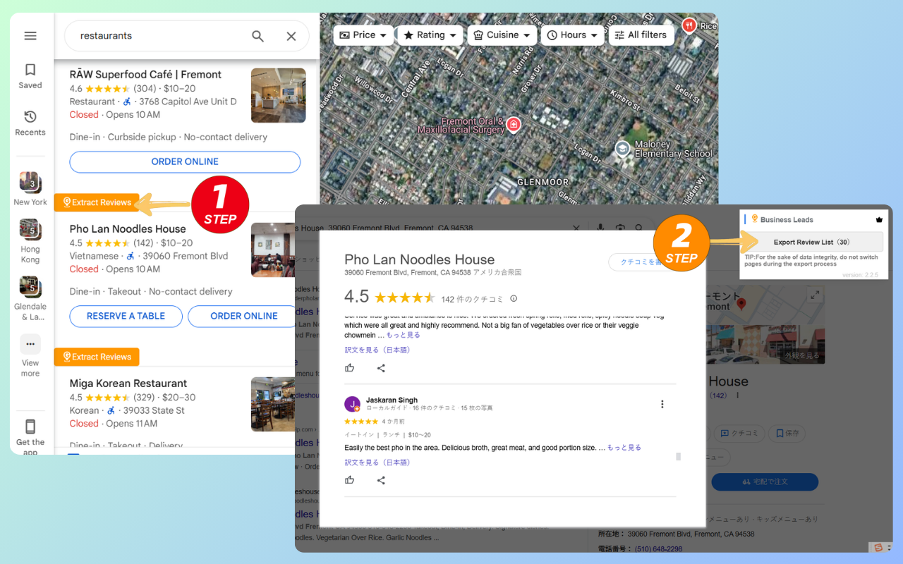 google map reviews scraper