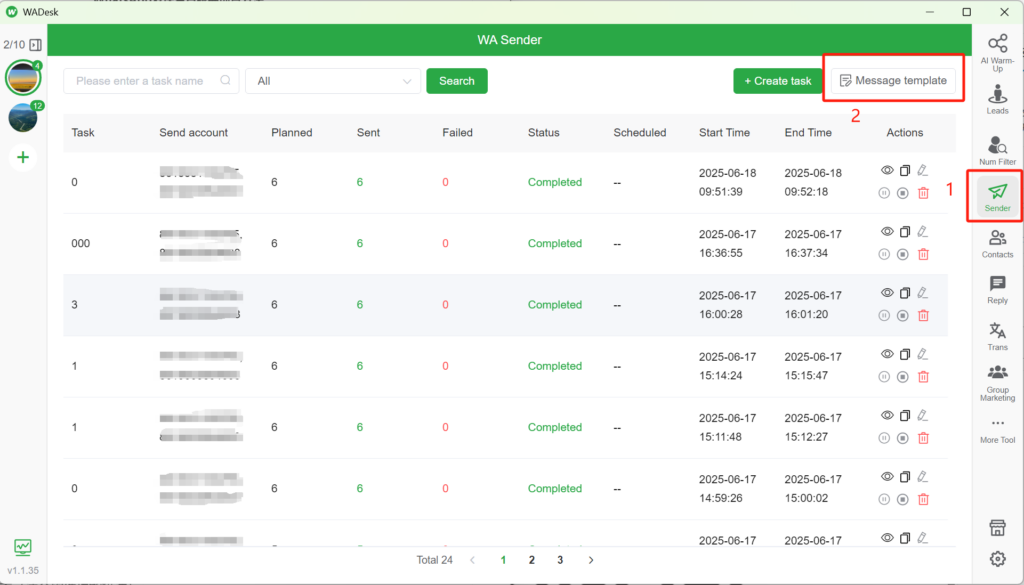 WADesk Mass Messaging Function