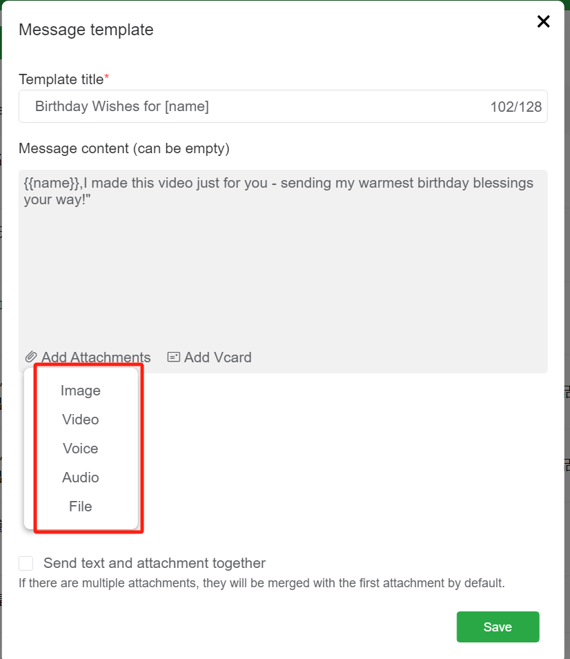 Create New Message Template