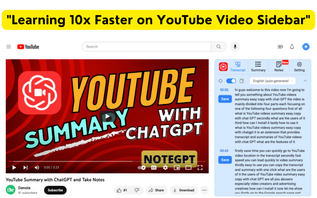 YouTube Summary with ChatGPT and Take Notes - NoteGPT