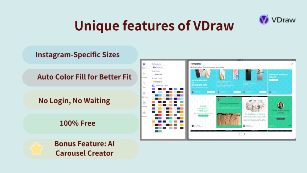 Unique features of VDraw
