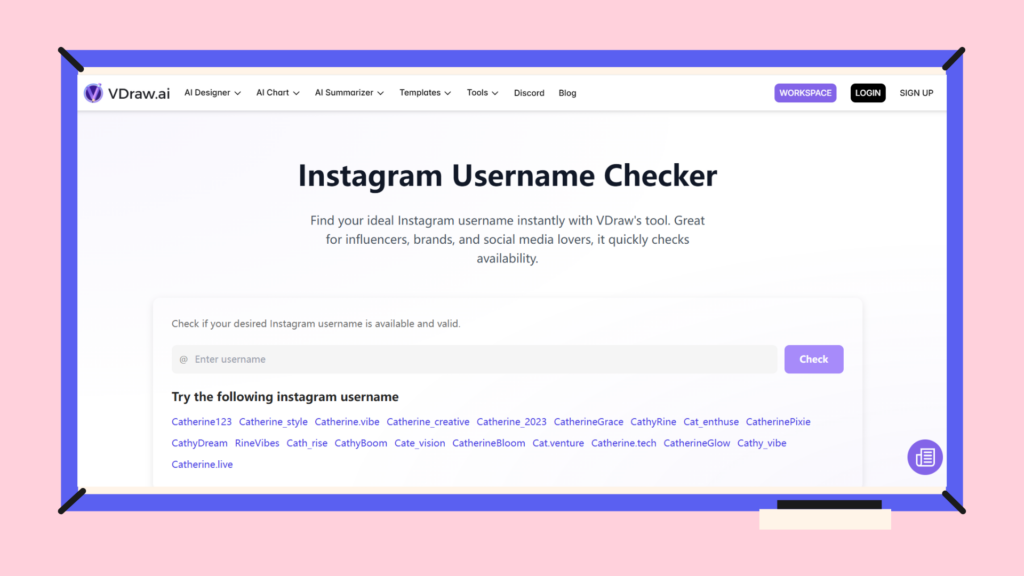 VDraw‘s Instagram Username Checker