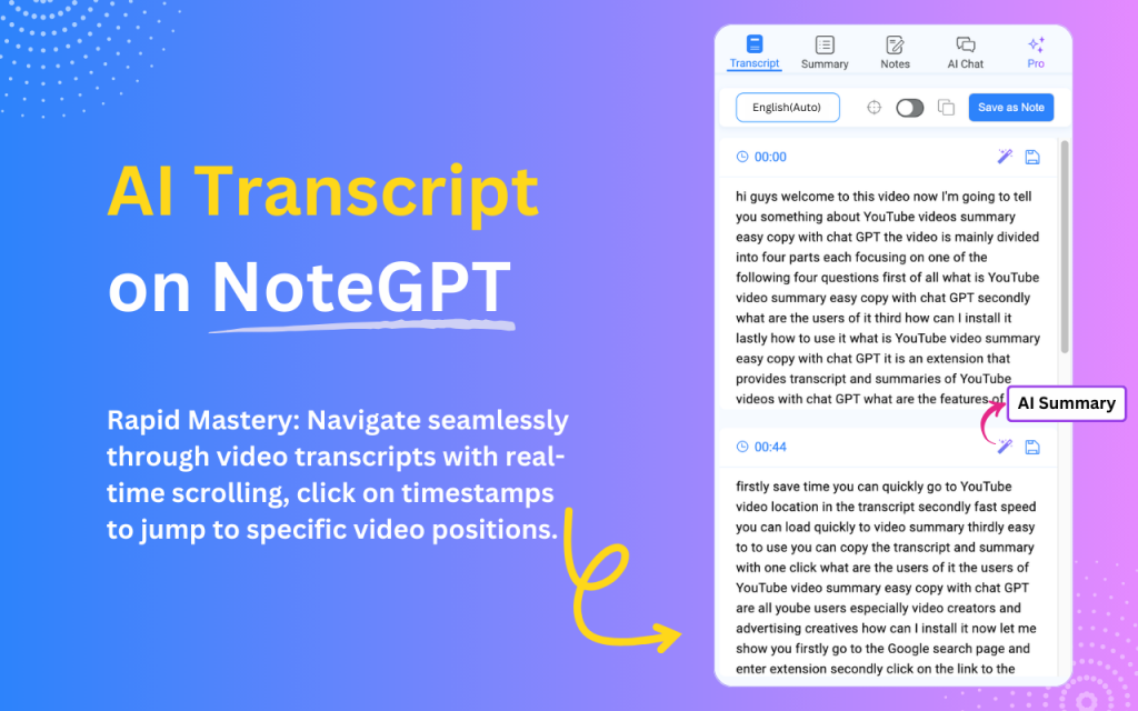 How to Automatically Obtain YouTube Transcripts - NoteGPT