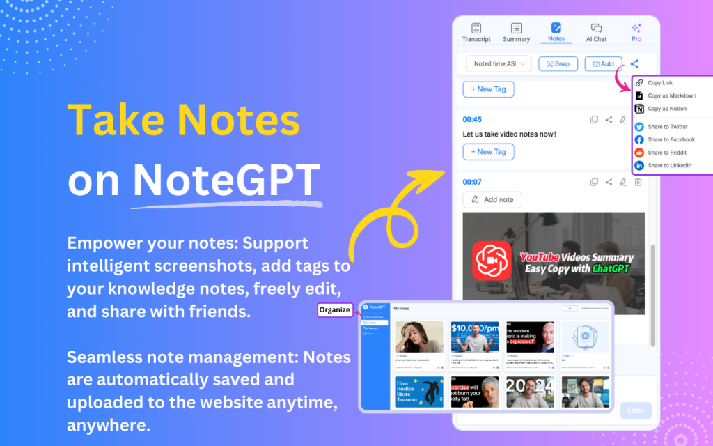How to Take Notes and Screenshots While Watching YouTube Videos - NoteGPT