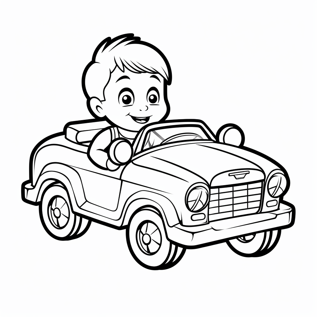 Adventure with a toy car coloring page