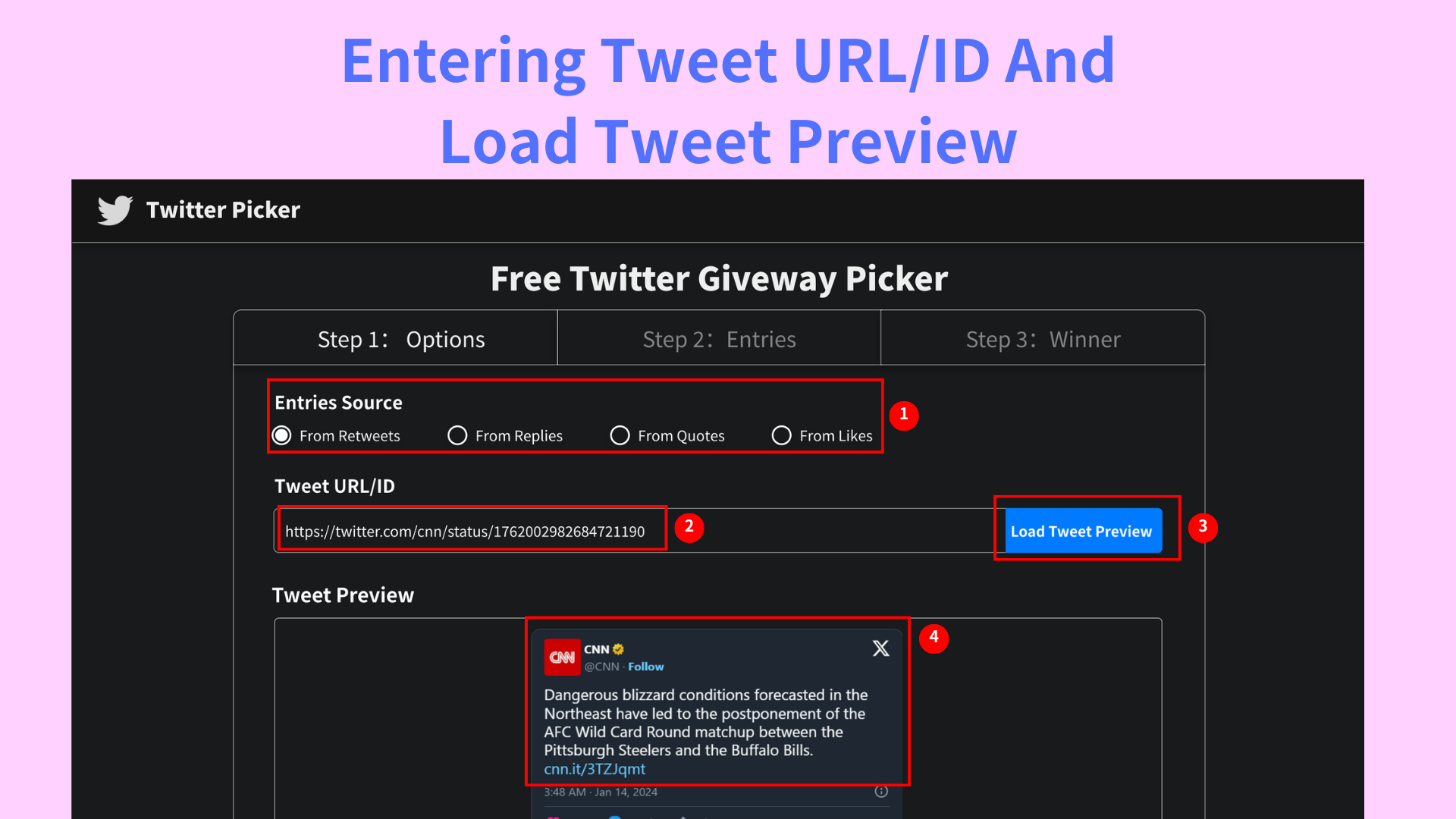 Step 2: Entering Tweet URL/ID And Load Tweet Preview