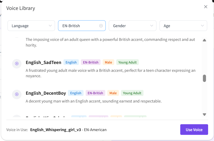 Choose an accent that fits your video