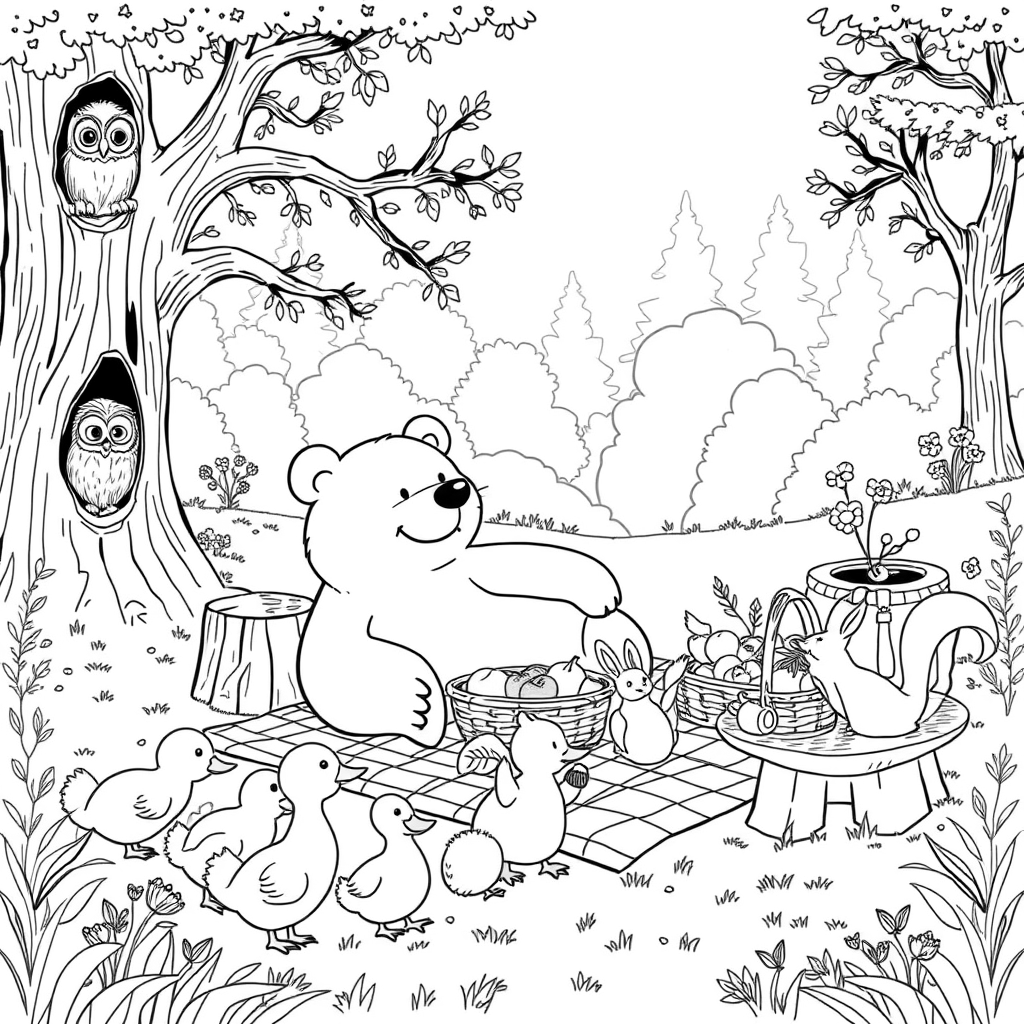 A coloring page of animals