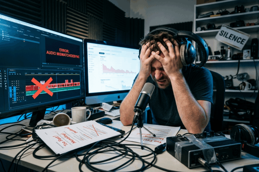 Frustrated creator  is struggling with poor recording quality.