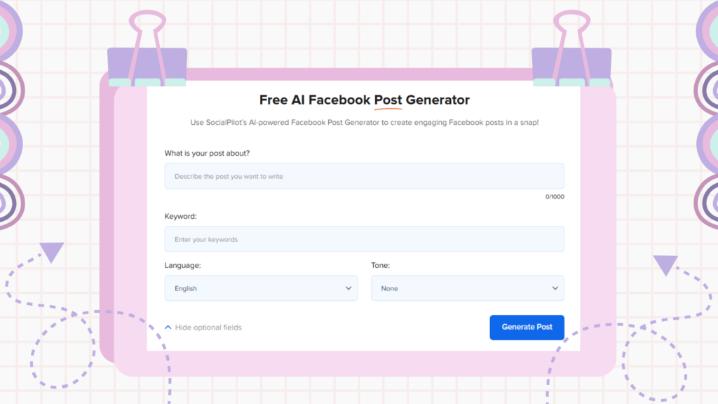 SocialPilot's Facebook Post Generator