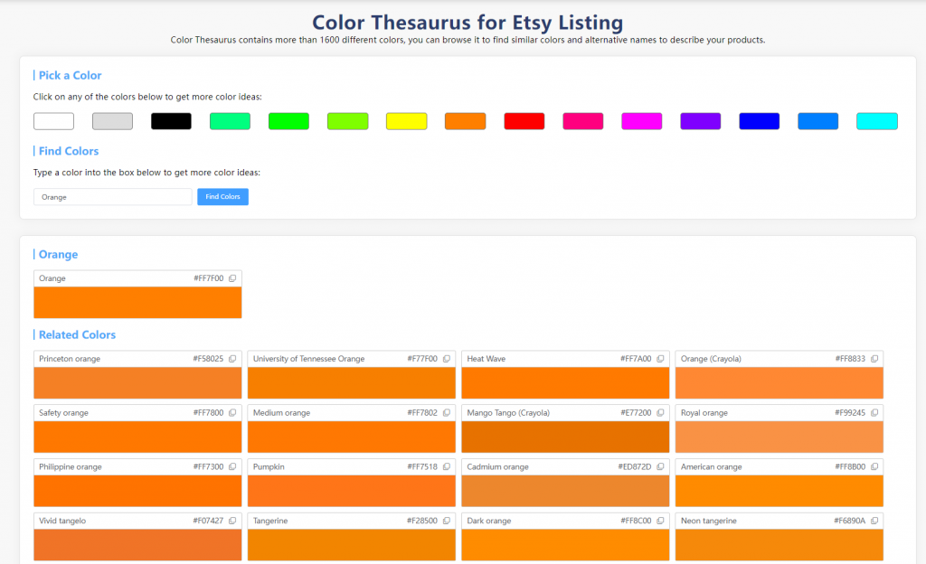 Etsy Color Description Tool