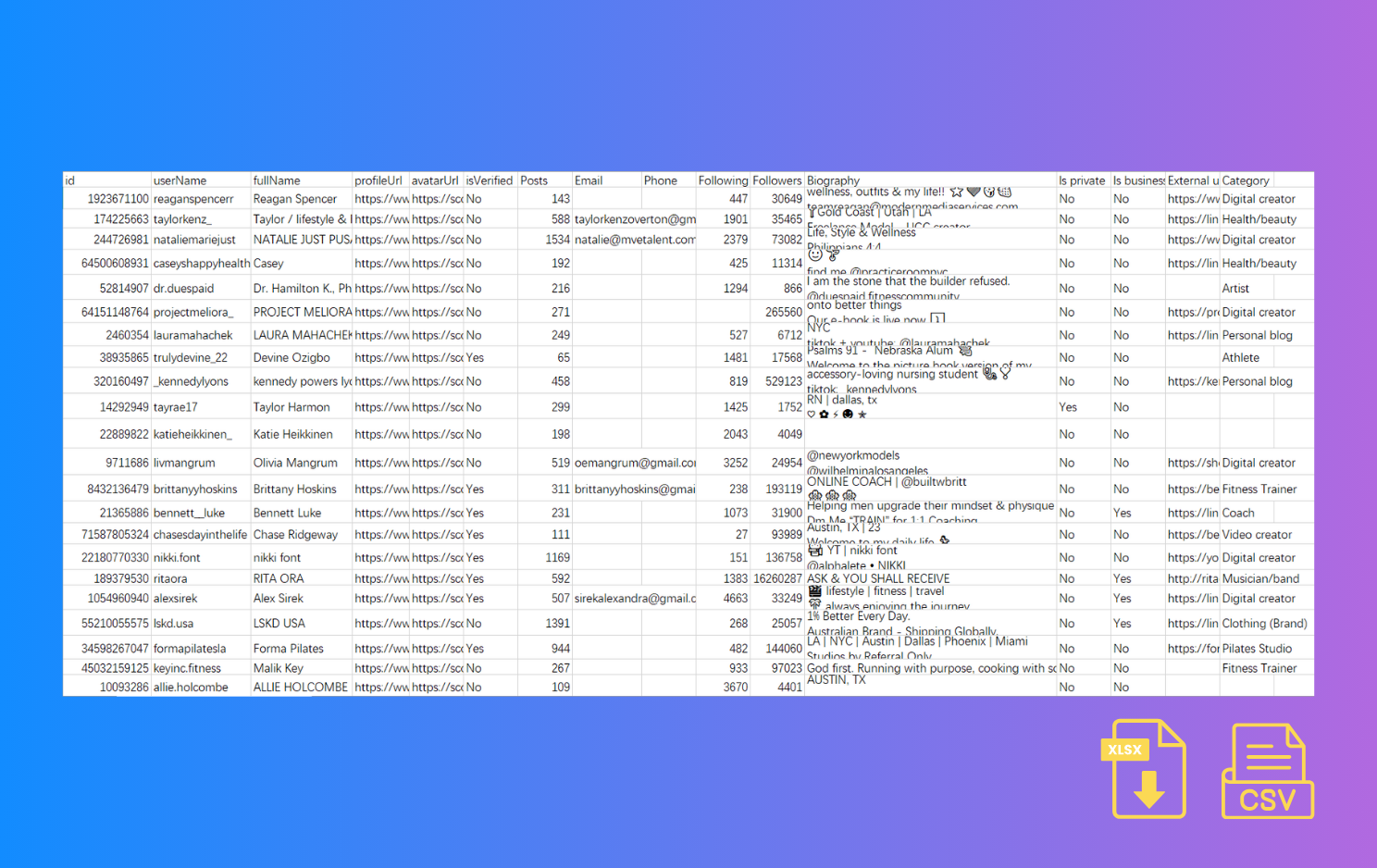 ig follower export tool