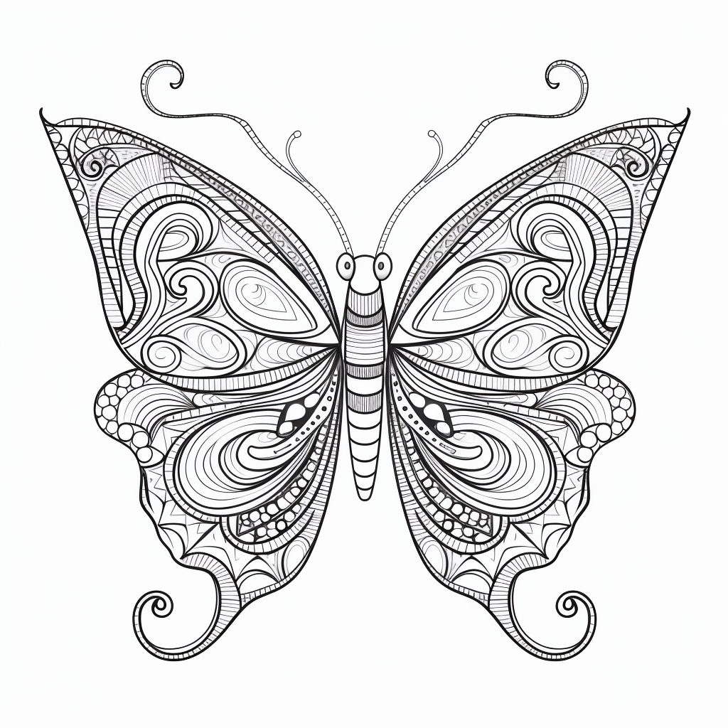 butterfly and bee coloring page