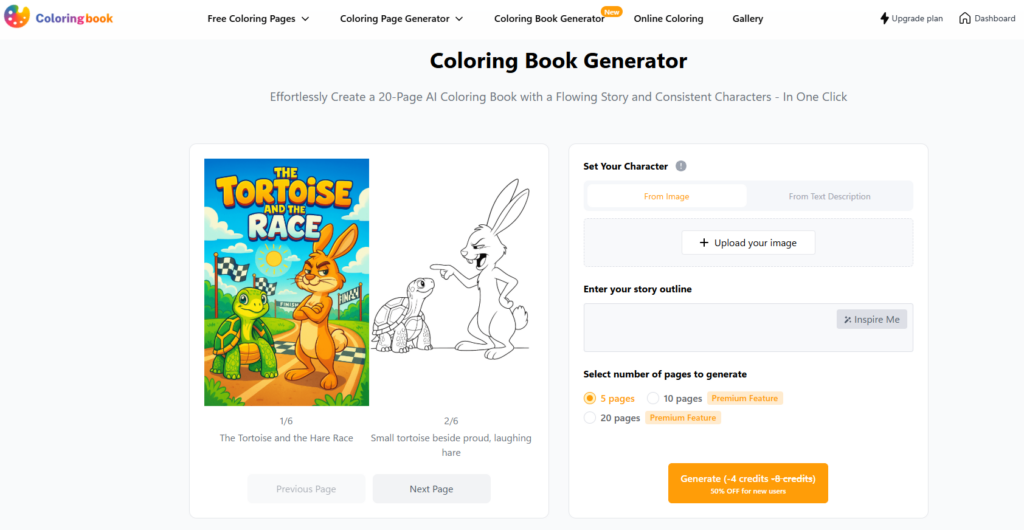 Coloring book generator