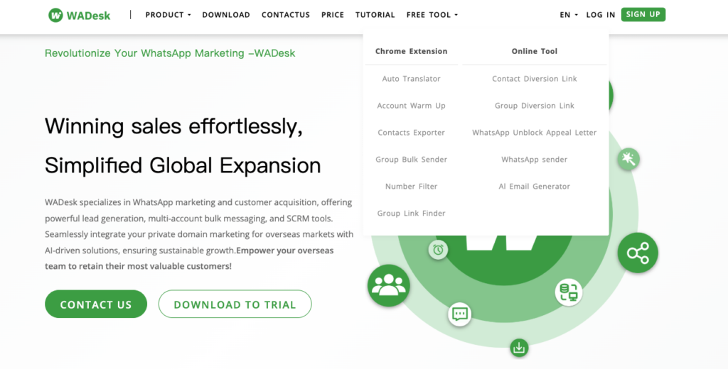 Wati alternative: WADesk Google Chrome extension