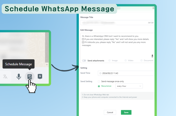 Schedule WhatsApp Message - WAPlus