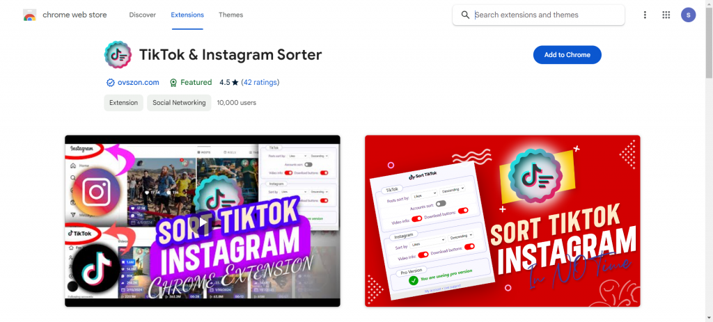 TikTok & Instagram Sorter