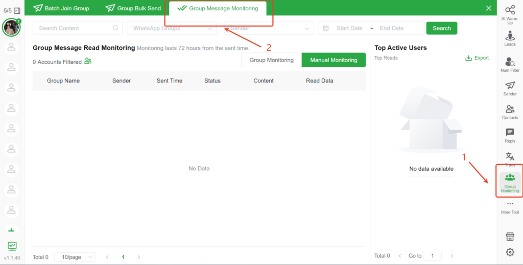 where you can find group message monitoring