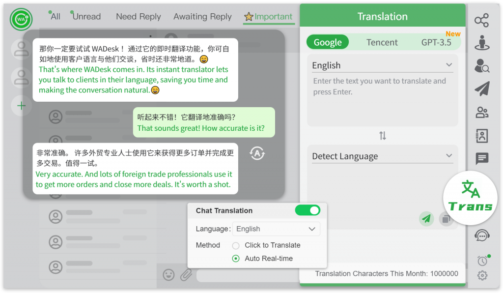 WhatsApp Chat Real-time Auto Translation