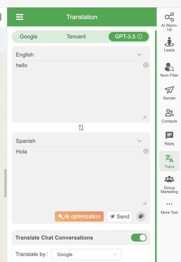 ChatGPT on WhatsApp: Real-Time Translations