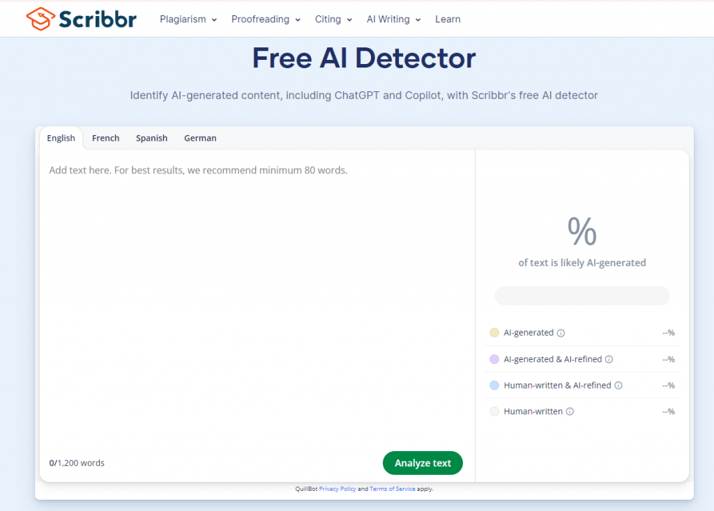 scribbr ai detection tool