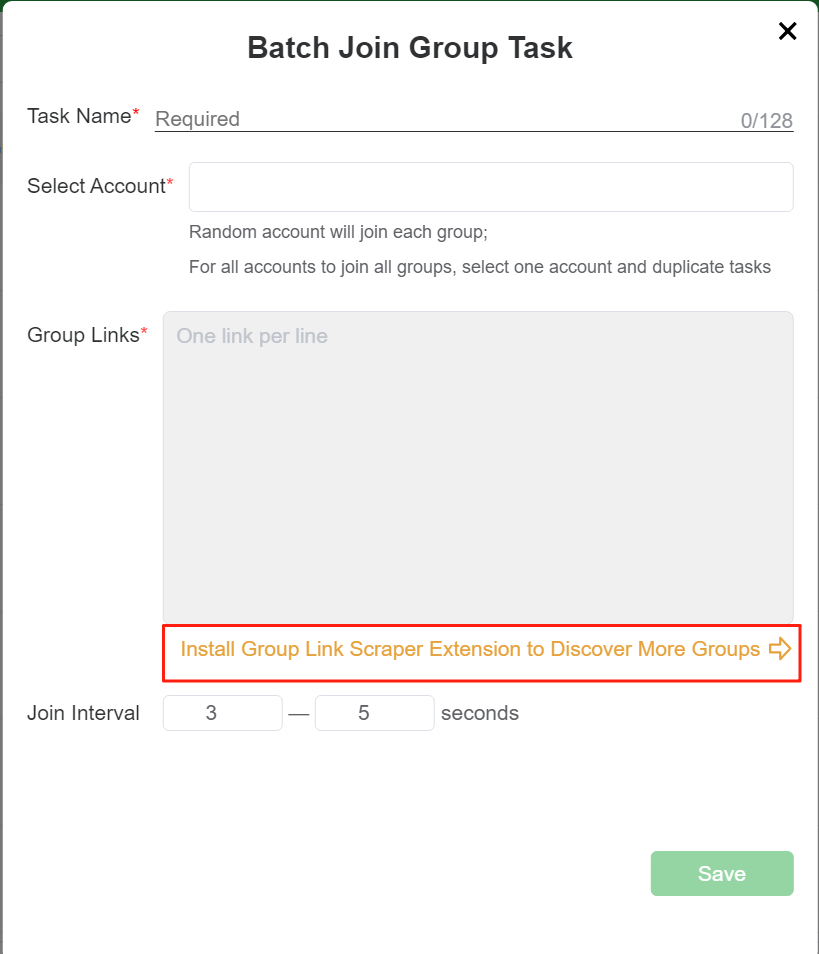Image description for bulk group joining and group link collection plugin.