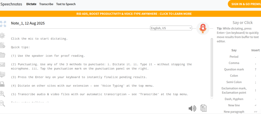 Speechnotes – Lightweight Voice to Text Helper