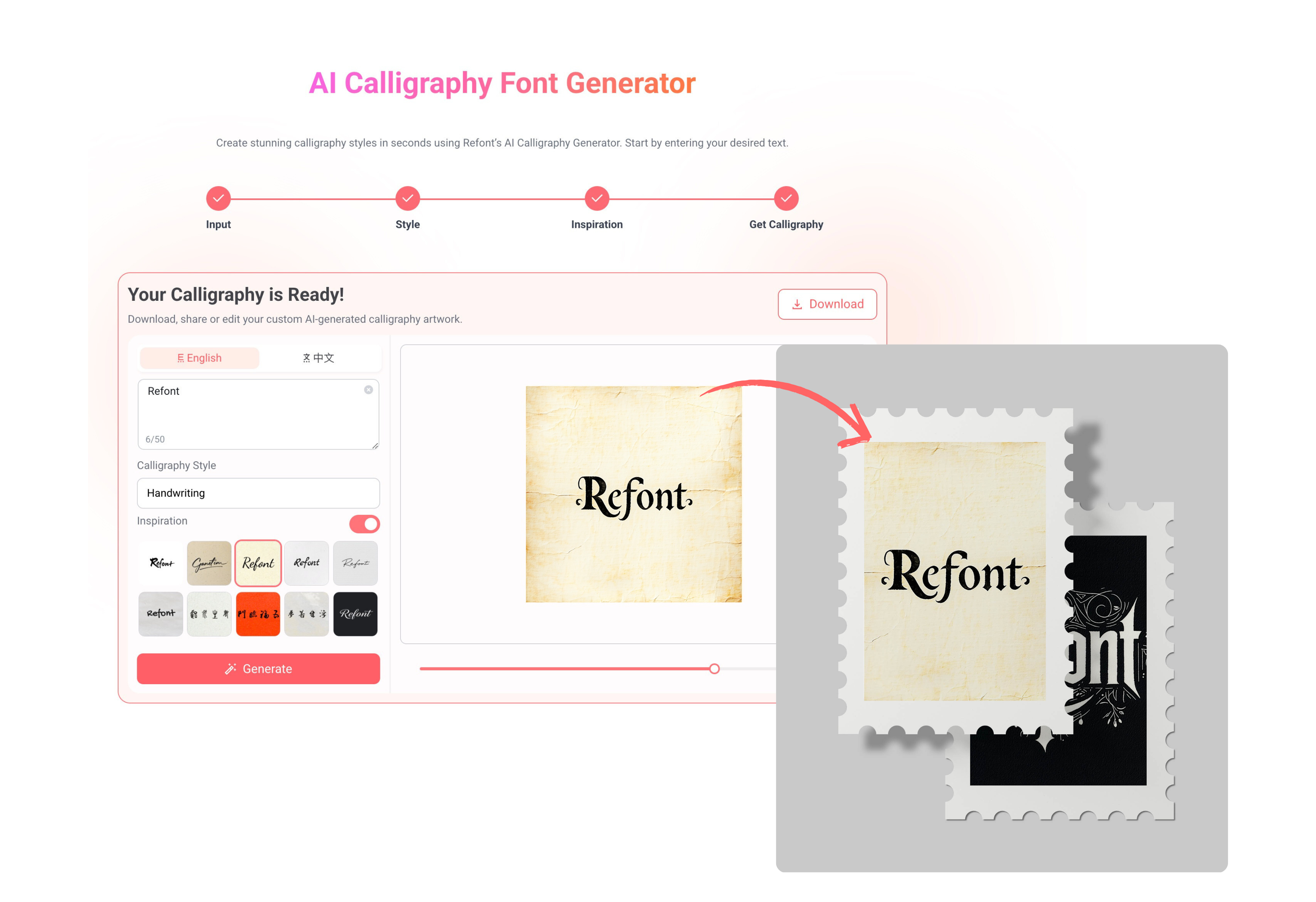 AI Calligraphy Font Generator - refont