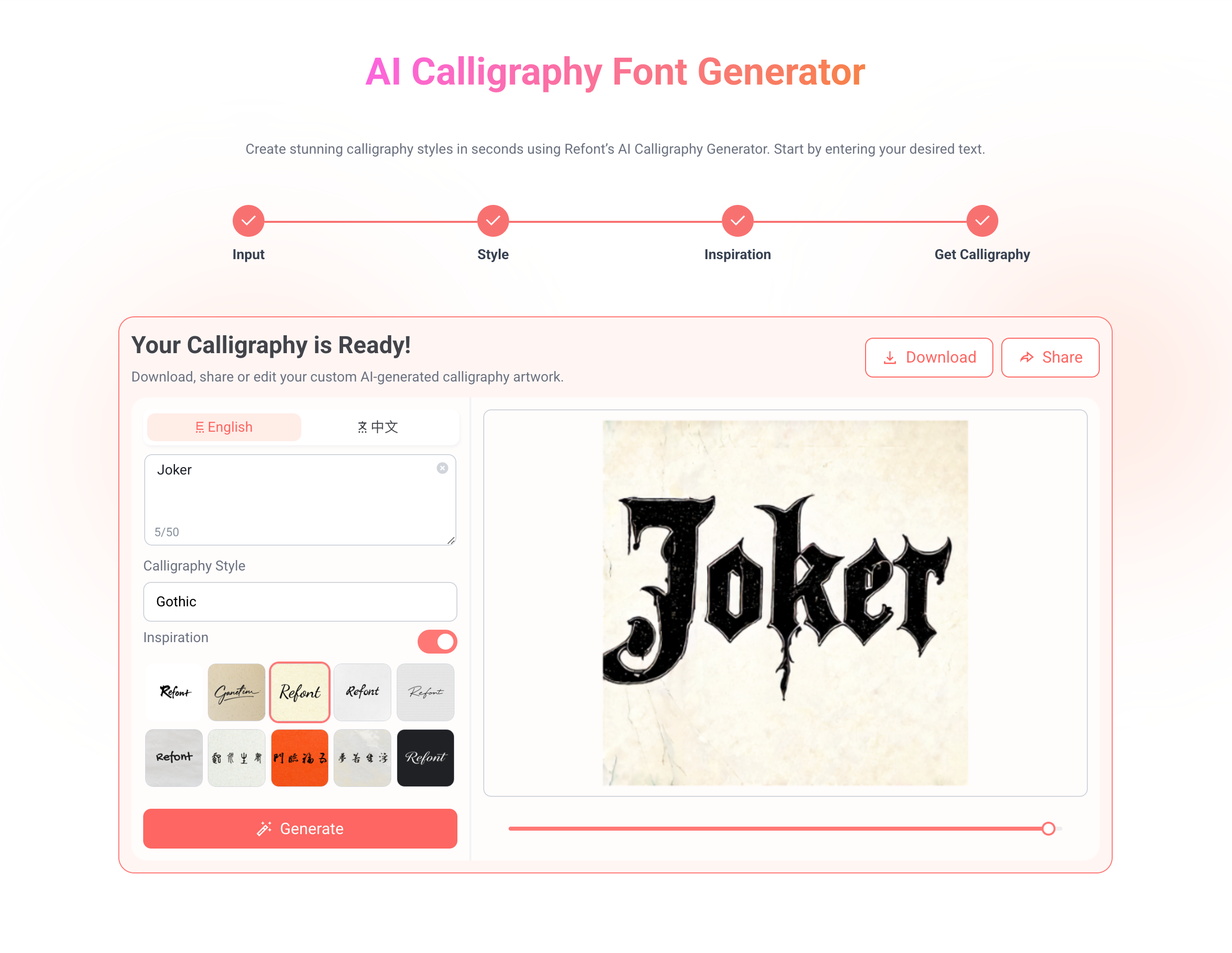 AI Calligraphy Font Generator