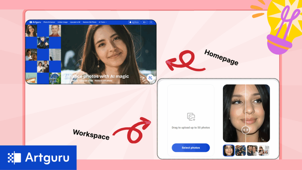Artguru AI photo enhancer for creative and detailed improvements