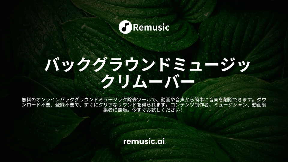 無料オンラインバックグラウンドミュージック除去ツール - 動画と音声から音楽を削除 - Remusic