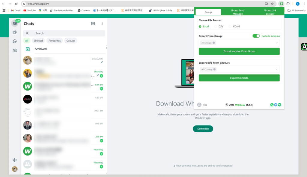 WhatsApp number extractor Google extension