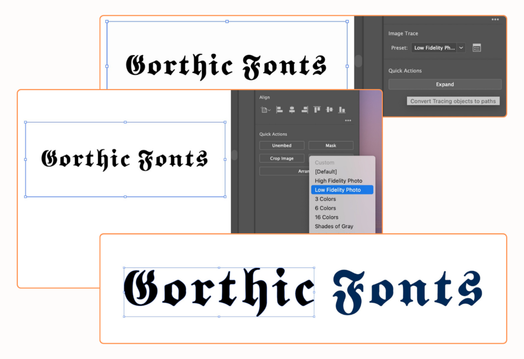 Copy and Paste Gothic Fonts on Design Tools