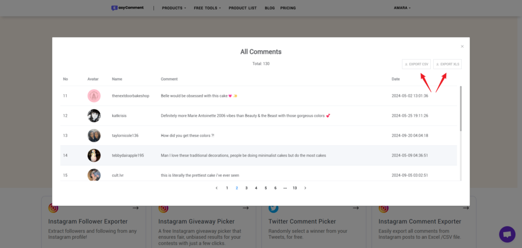 TikTok Comment Picker Step - 3 - Download Comments - EasyComment