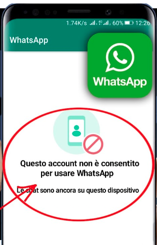 Questo account non è autorizzato a usare WhatsApp