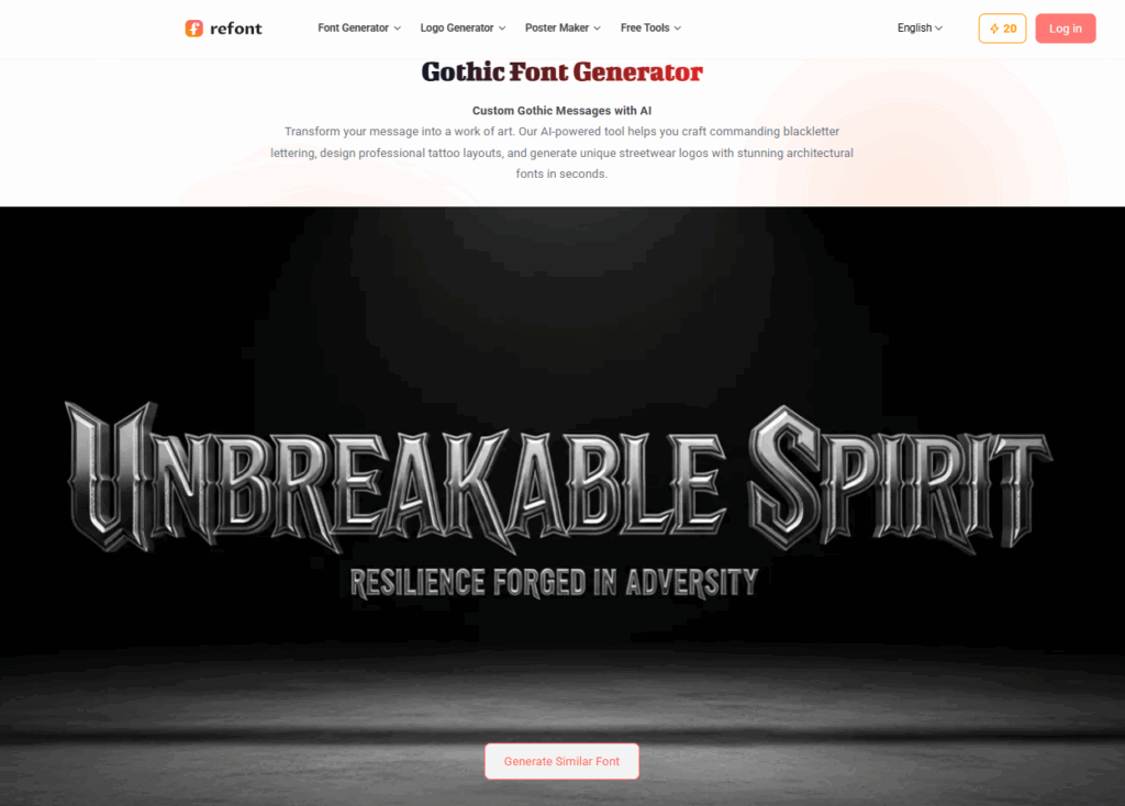 Gothic font generator of the Refont