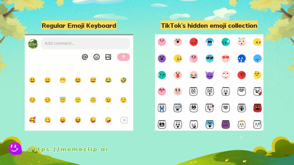 Regular Emoji Keybord vs Tiktok's Hiddent Emoji Collection - MemeClip