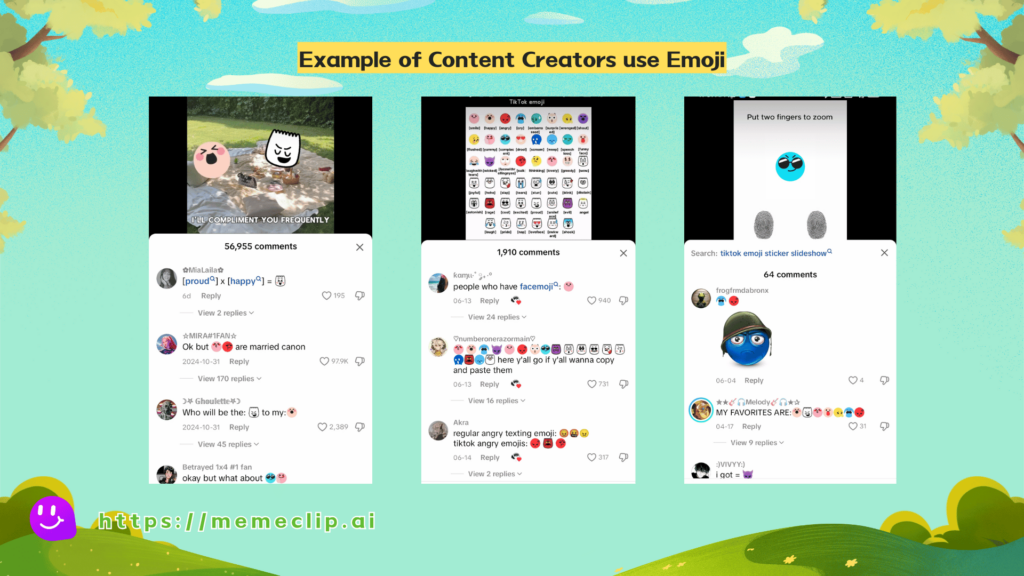 Example of Content Creators use Emoji - MemeClip
