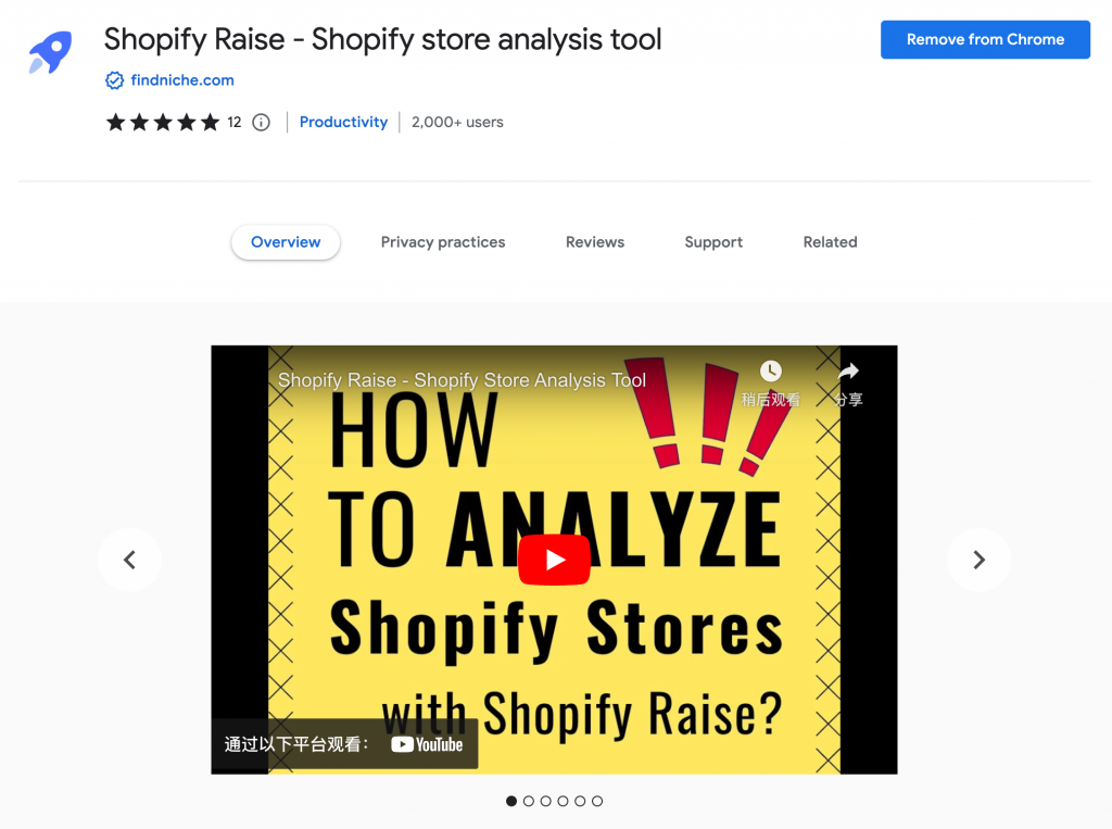 ShopifyRaise store page