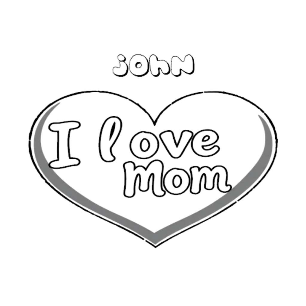This is a name coloring page: john loves Mom