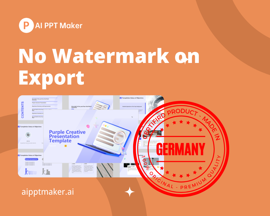 No Watermark on Export on AI PPT Maker - AI PPT Maker