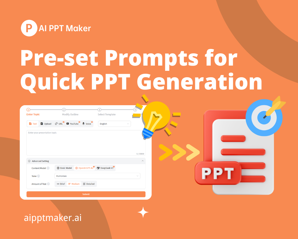 Pre-set Prompts for Quick PPT Generation - AI PPT Maker