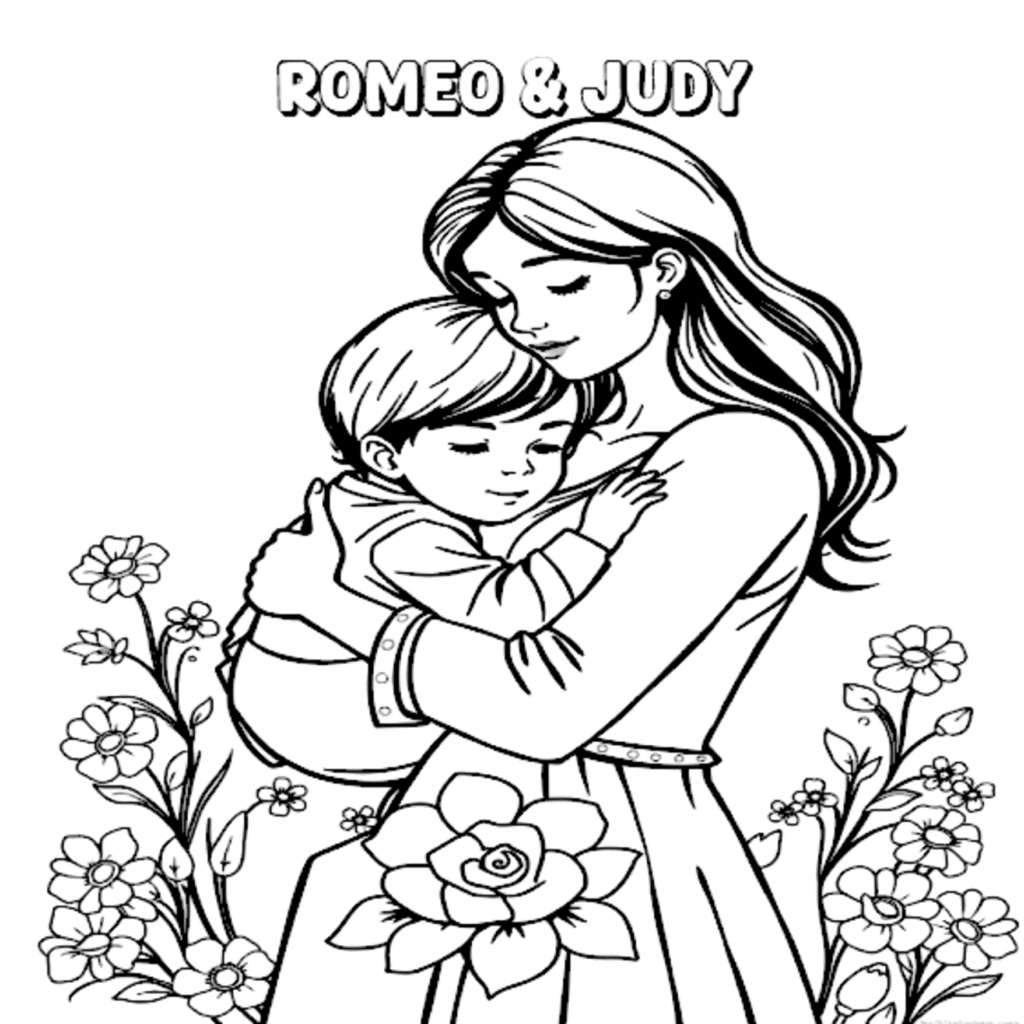 This is a name coloring page: Romeo and Judy