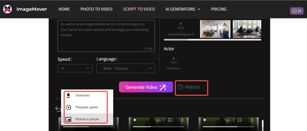 Script to Video ：Generate and share2