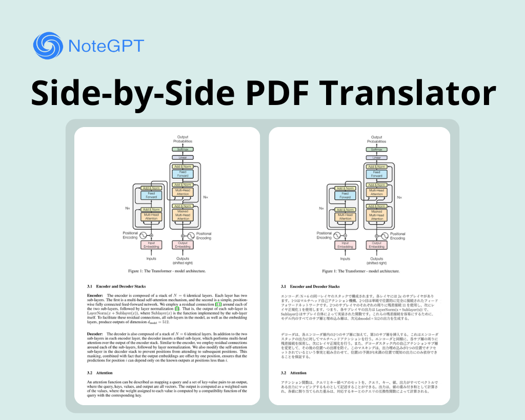 Side-by-Side PDF Translator - NoteGPT