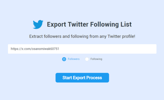 Step 1 - Enter Twitter Username and Select Data Type