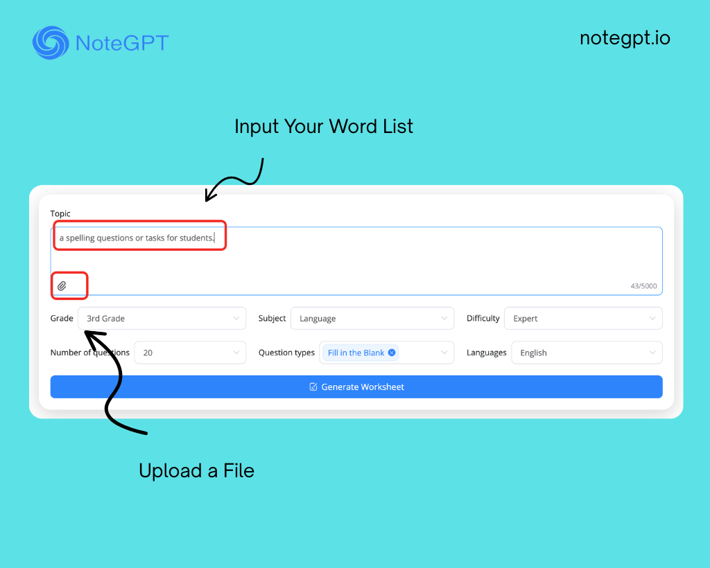 Step 1: Input Your Word List or Upload a File
