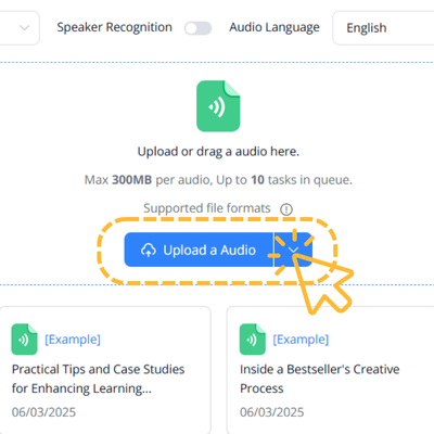 Step 1: Upload Your Audio Files