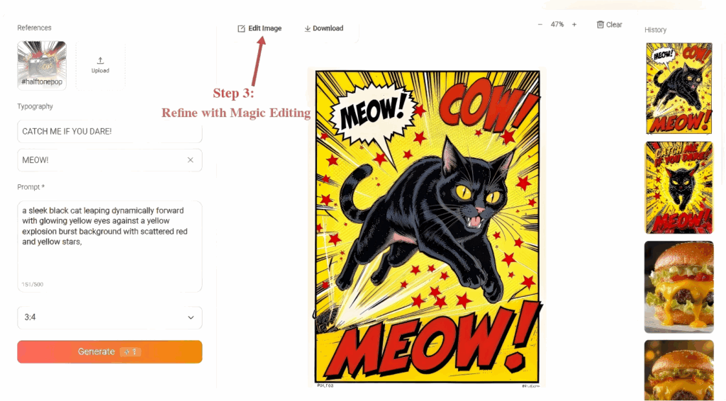 Step-by-step guide of AI poster generator with inpainting editing
