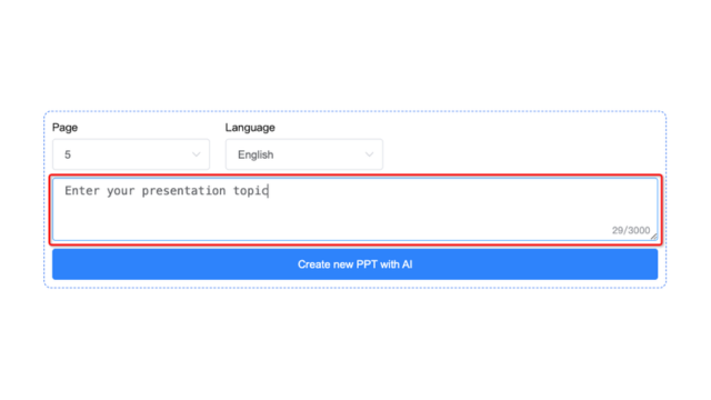 Step 3: Fill in the topic of your PPT - NoteGPT